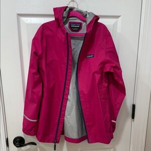 Patagonia Kids Fuchsia Hooded Rain Shell Sz XL
